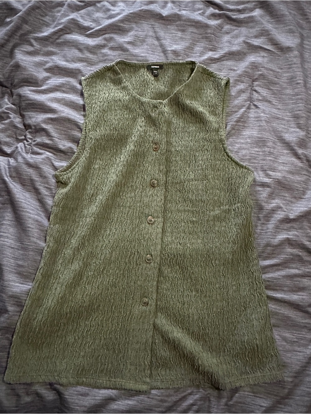 Lightweight Olive Green Button-Front Sleeveless Top with matching Pant